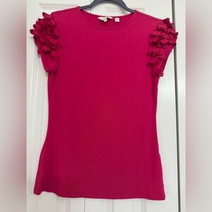 Ted Baker Fuchsia Top with Floral Sleeve Details